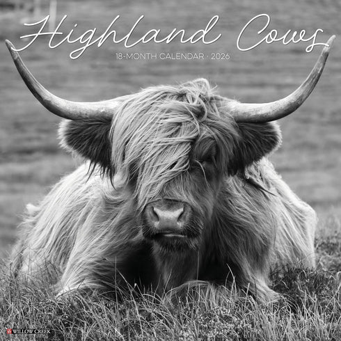 2026 HIGHLAND COWS (BLACK & WHITE) WALL CALENDAR